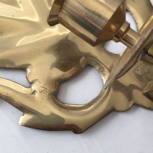 Two Matching Vintage Gold Tone Candle Wall Sconces - Picture 7 of 14